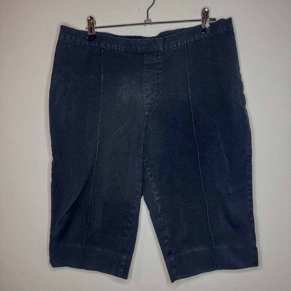 Isaac Mizrahi Live Dark Wash Denim Bermuda Shorts Stretch Comfort Waist Plus 14P